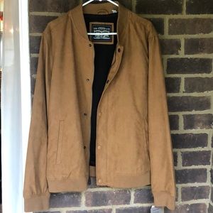 Levi’s Tan Suede Varsity Bomber Jacket
